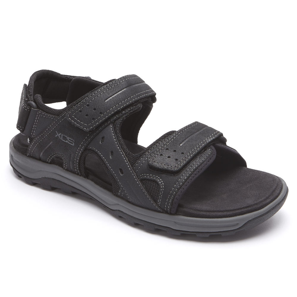 Sandalias Rockport Hombre Mexico - Trail Technique Adjustable Velcro Negros - ZKSVO1843